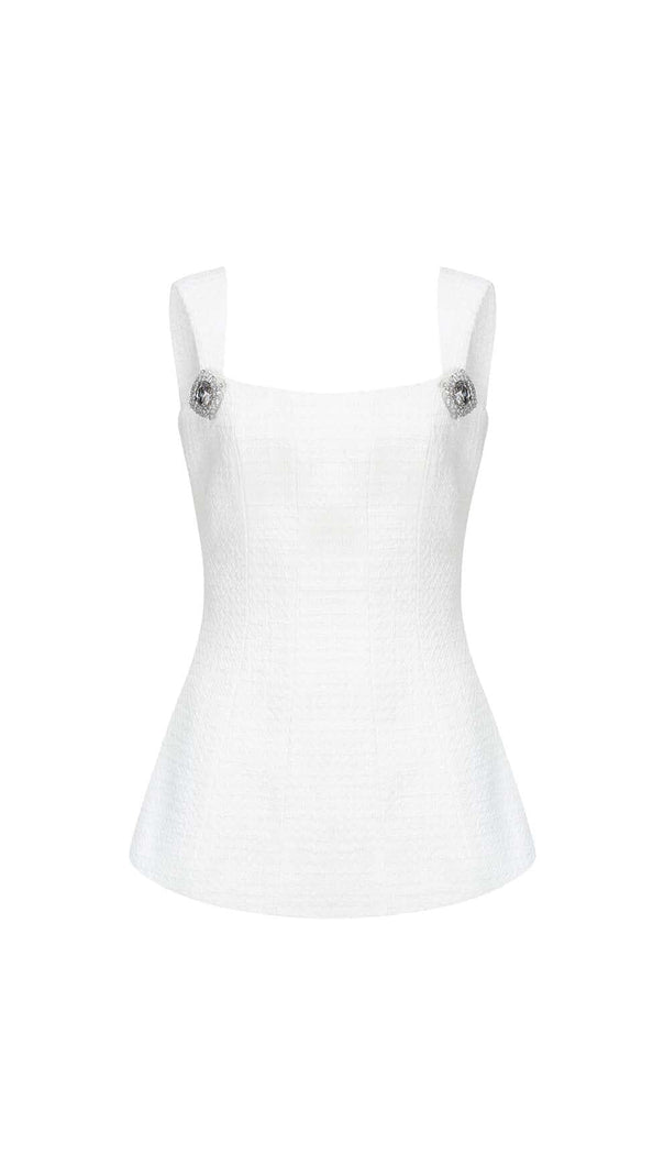 AIIZIE BOW-EMBELLISHED RHINESTONE MINI DRESS IN WHITE - product image