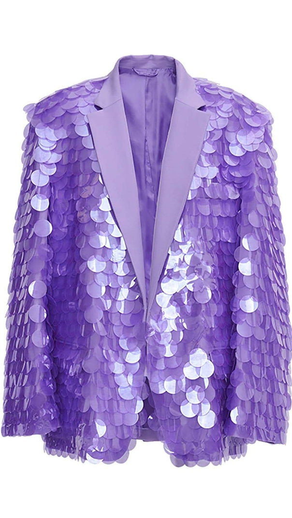 AIIZIE BREASTED SEQUINED JACKET IN DUSTY LILAC - product image