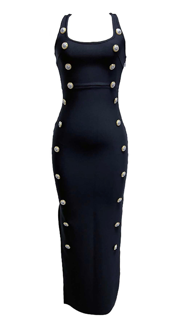AIIZIE BUCKLE BANDAGE MAXI DRESS IN BLACK - product image