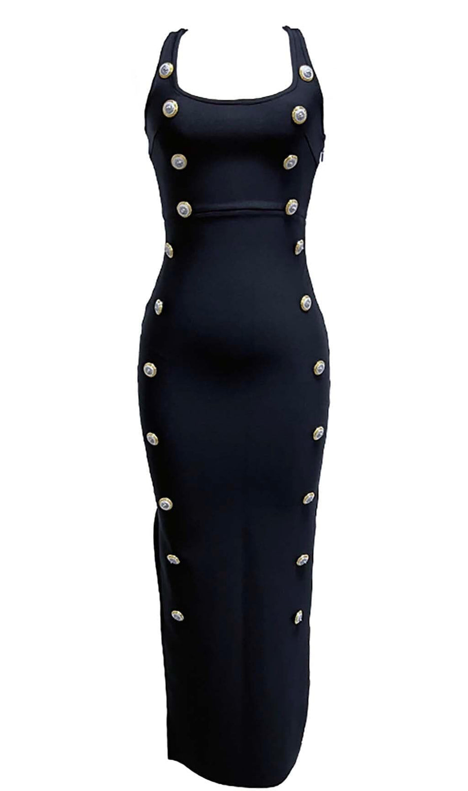 BUCKLE BANDAGE MAXI DRESS IN BLACK