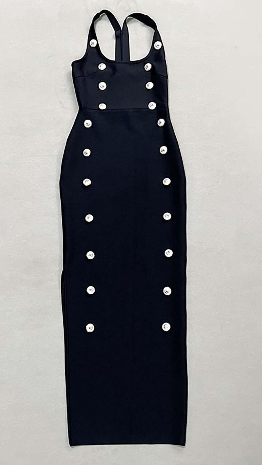 BUCKLE BANDAGE MAXI DRESS IN BLACK