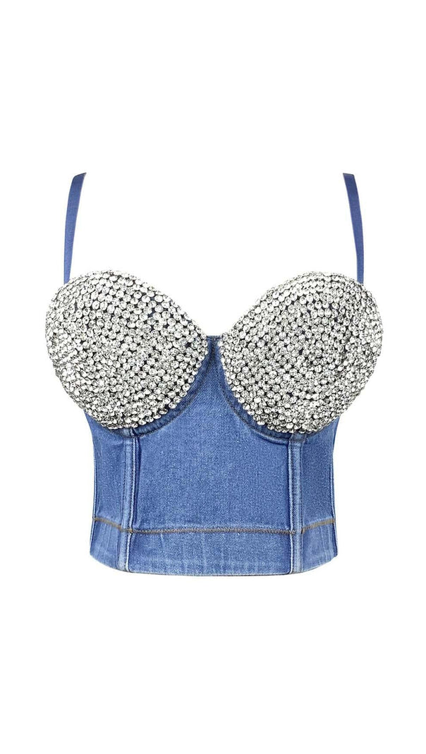 AIIZIE BUSTIER DENIM TOP IN BLUE - product image