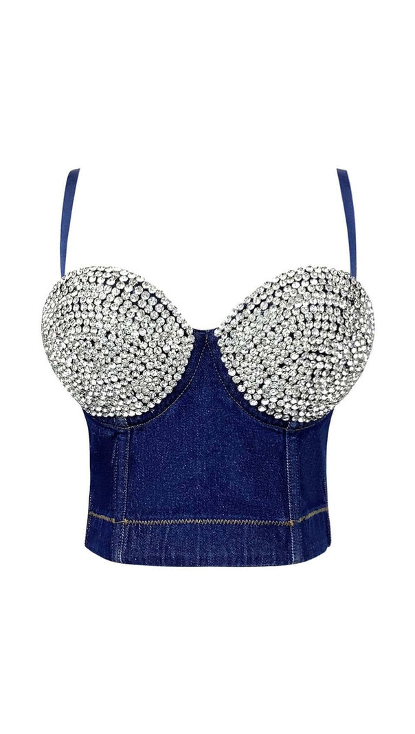 AIIZIE BUSTIER DENIM TOP IN BLUE - product image