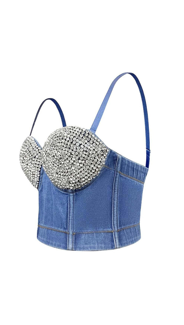 AIIZIE BUSTIER DENIM TOP IN BLUE - product image