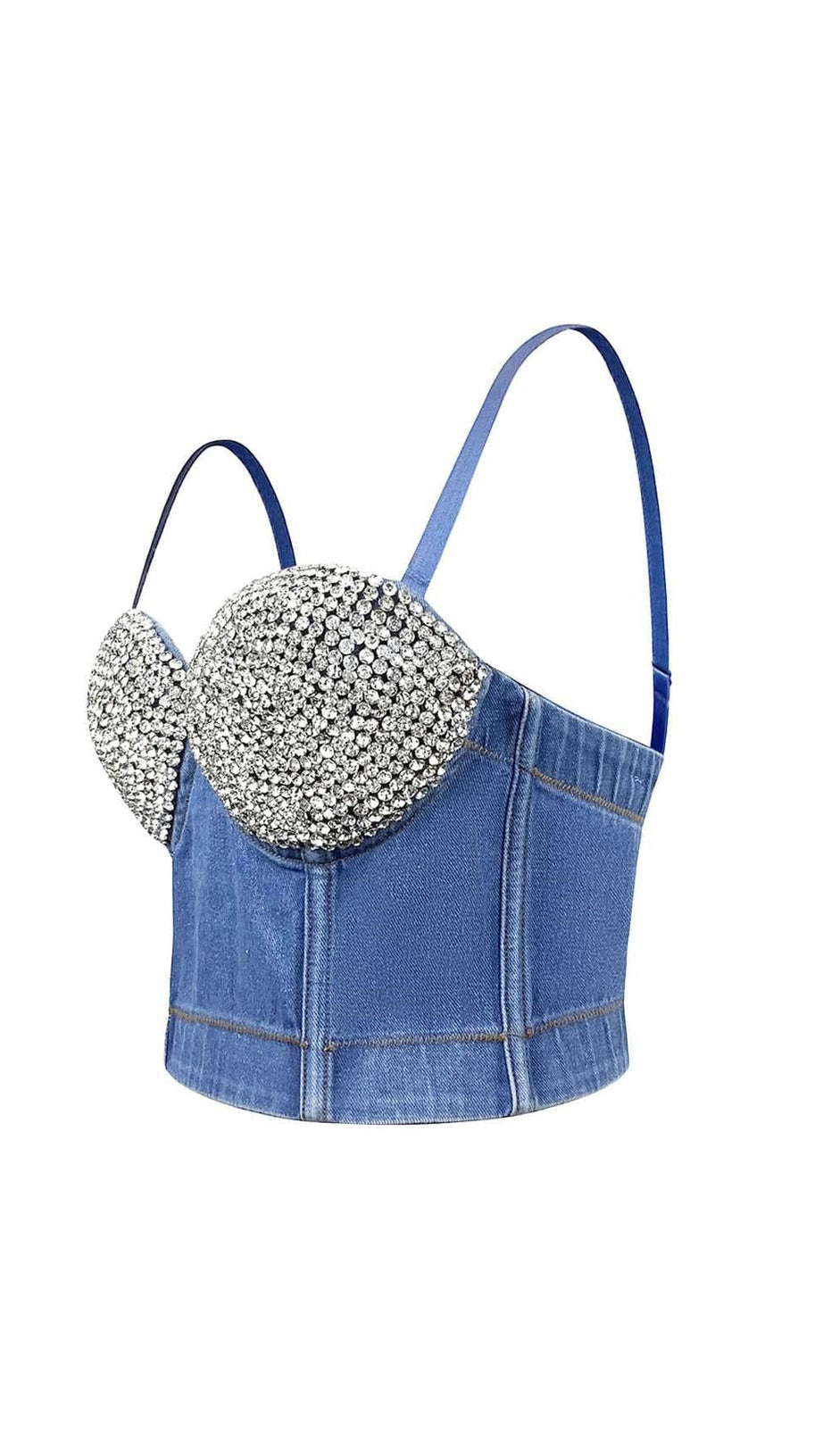BUSTIER DENIM TOP IN BLUE