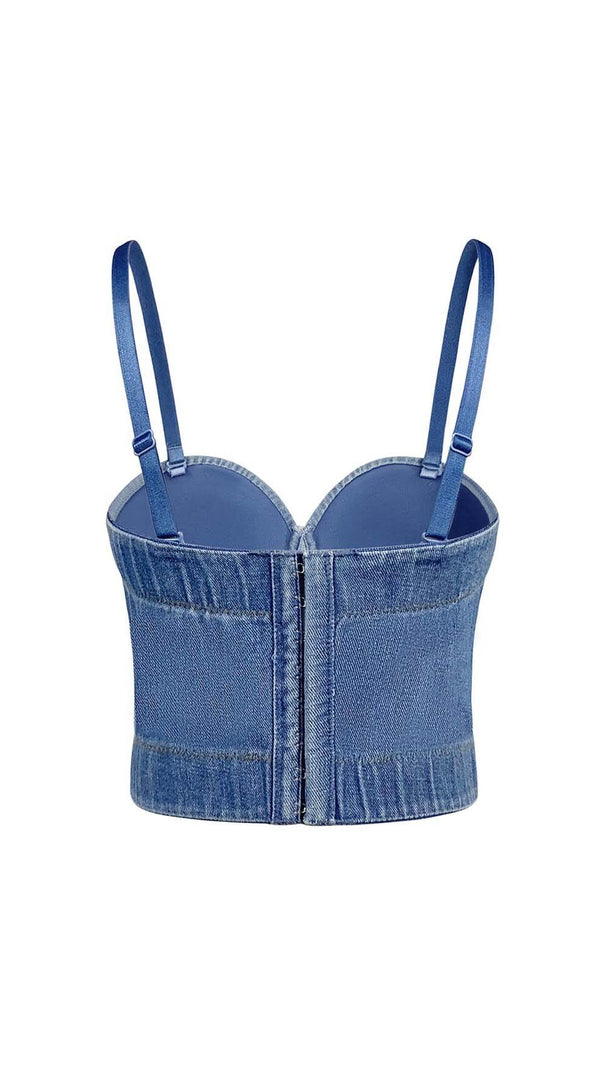 AIIZIE BUSTIER DENIM TOP IN BLUE - product image