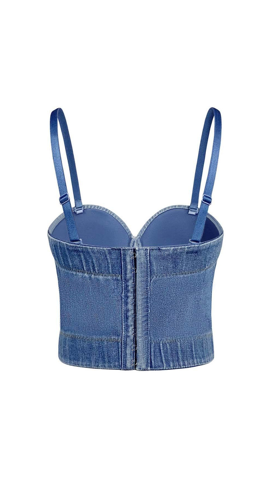BUSTIER DENIM TOP IN BLUE