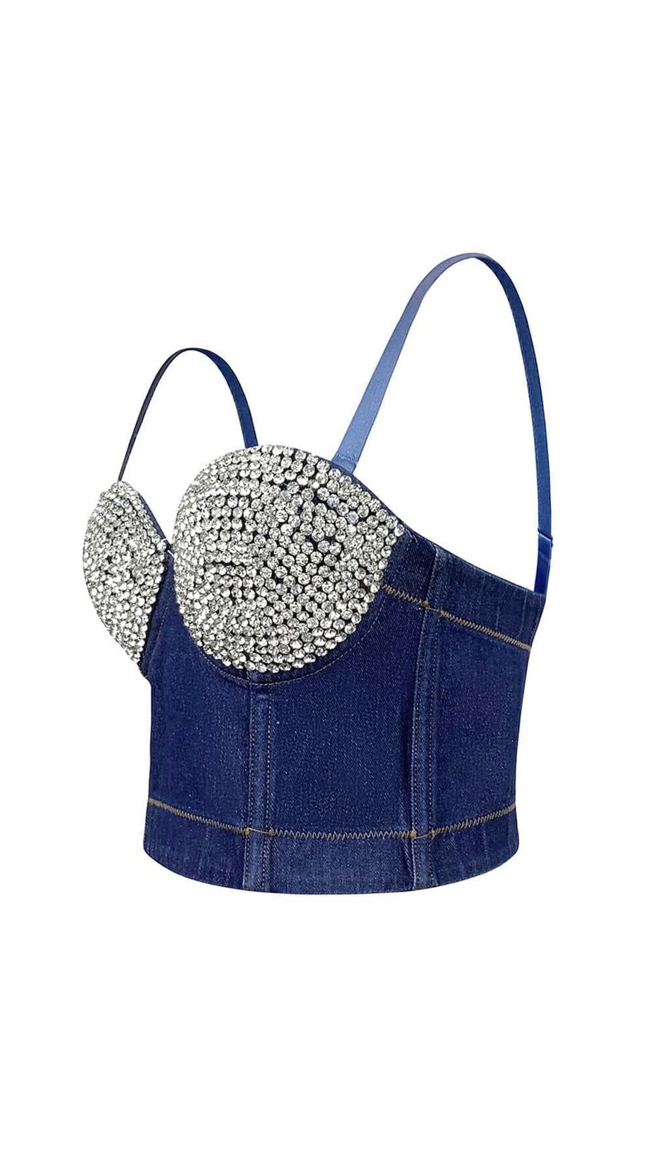 BUSTIER DENIM TOP IN BLUE