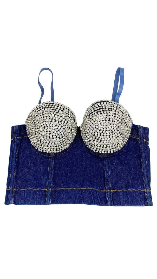 AIIZIE BUSTIER DENIM TOP IN BLUE - product image