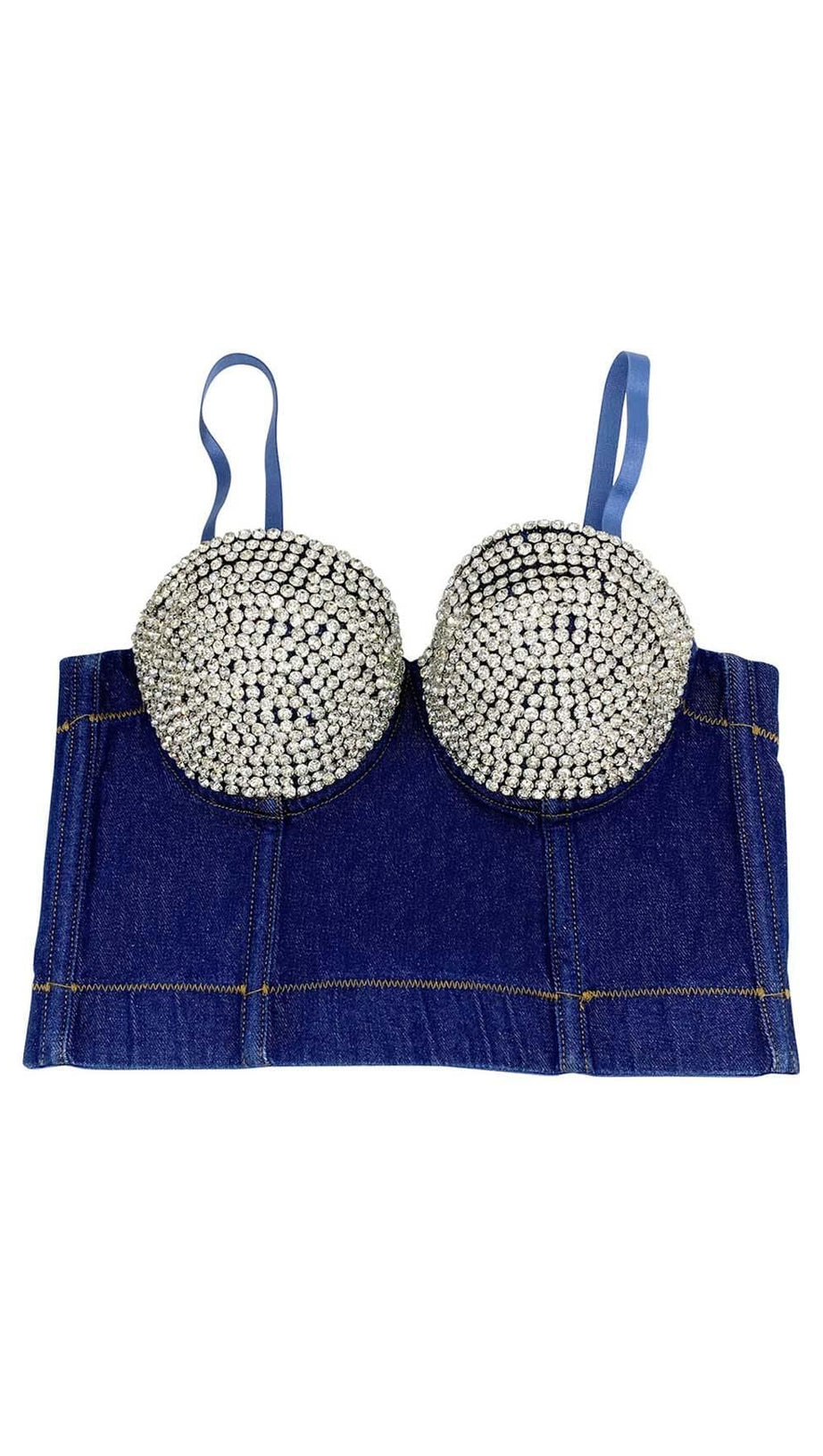 BUSTIER DENIM TOP IN BLUE