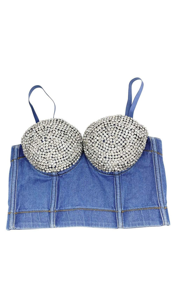 AIIZIE BUSTIER DENIM TOP IN BLUE - product image