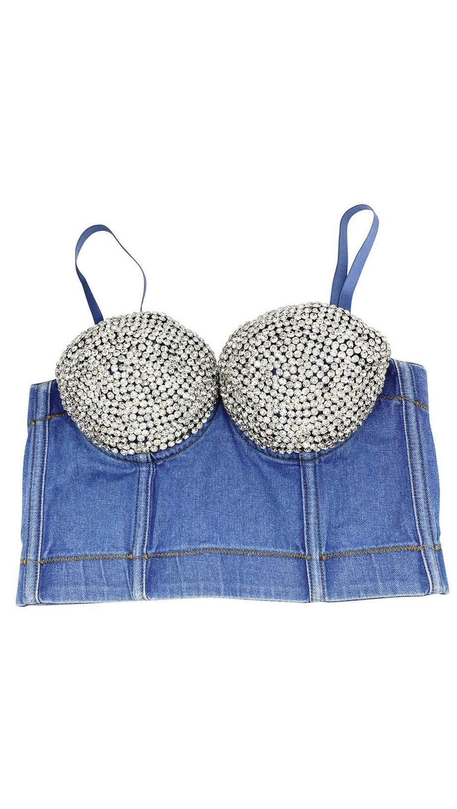 BUSTIER DENIM TOP IN BLUE
