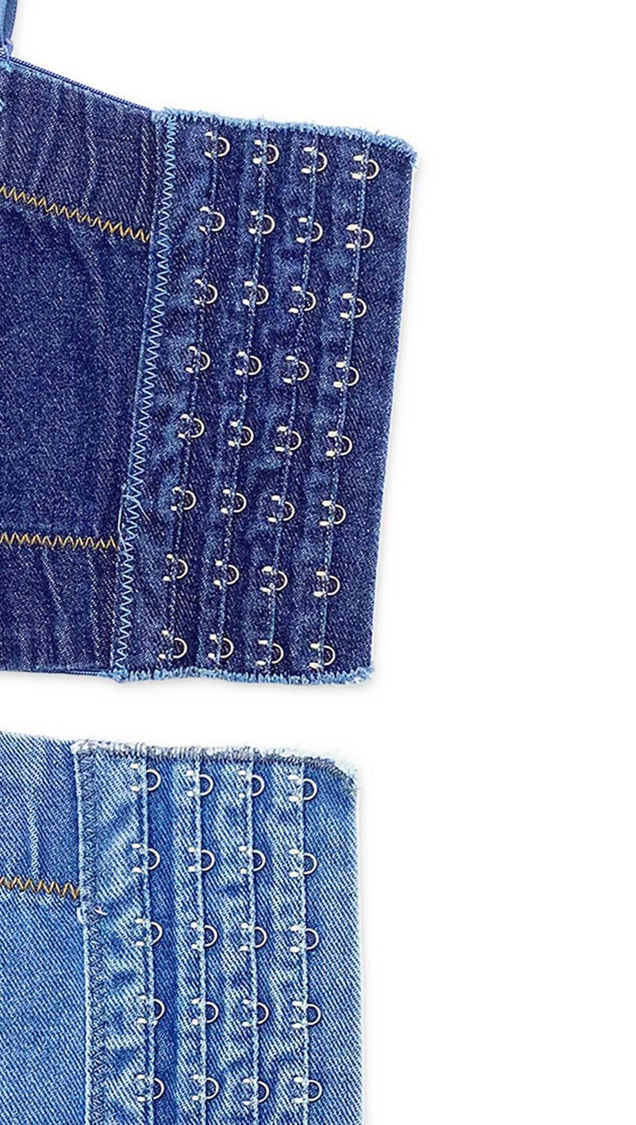 BUSTIER DENIM TOP IN BLUE