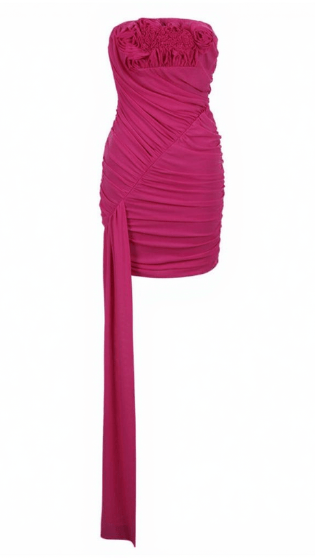 Maura trägerloses Blumen-Bandage-Kleid