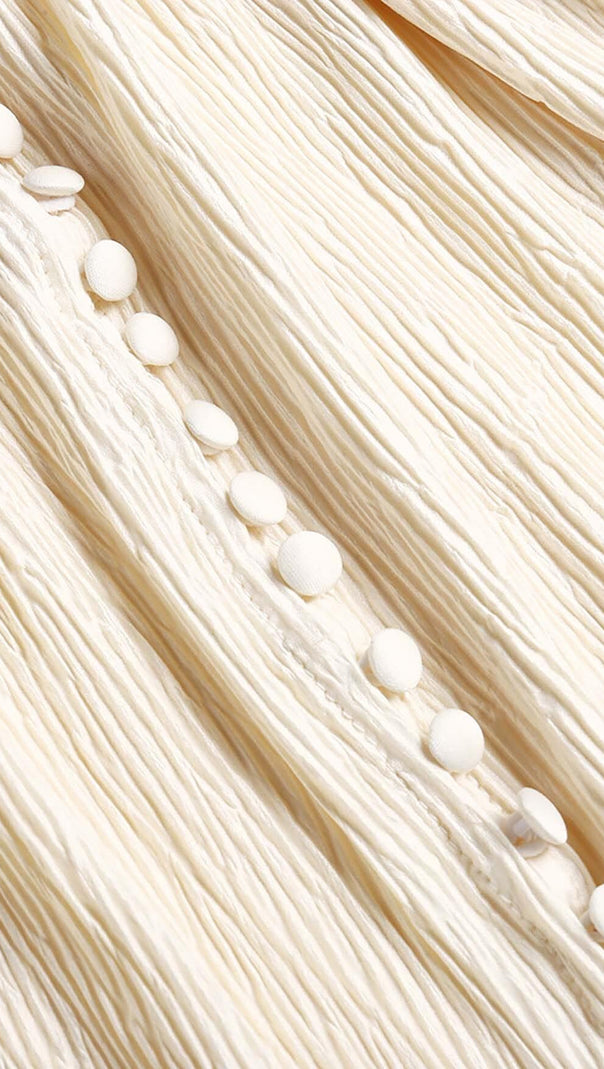 AIIZIE BUTTON-FRONT PUFFED SLEEVES MAXI DRESS IN BEIGE - product image