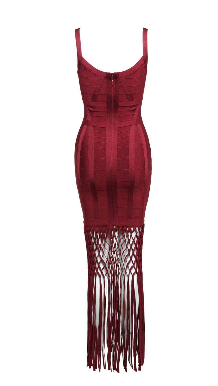WINE DRAPED  MAXI BANDAGE DRESS