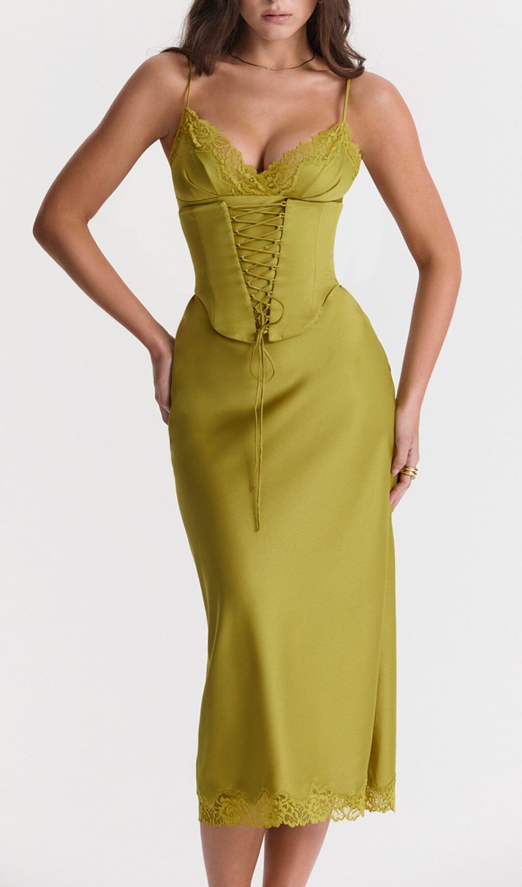 CHARTREUSE-Satin-Unterkleid