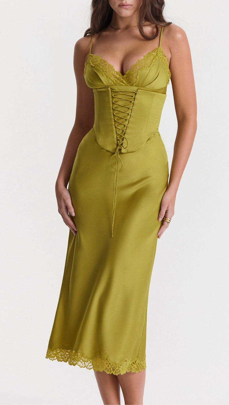 CHARTREUSE-Satin-Unterkleid