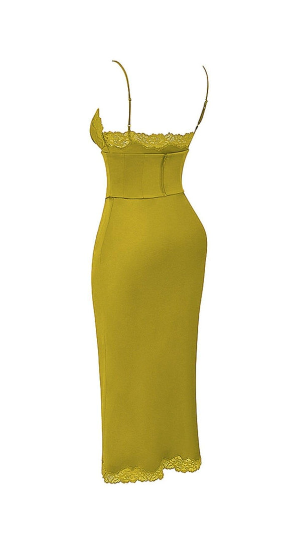 AIIZIE CHARTREUSE SATIN SLIP DRESS - product image