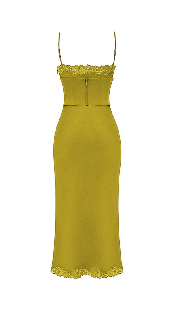 AIIZIE CHARTREUSE SATIN SLIP DRESS - product image