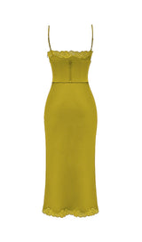 CHARTREUSE SATIN SLIP DRESS