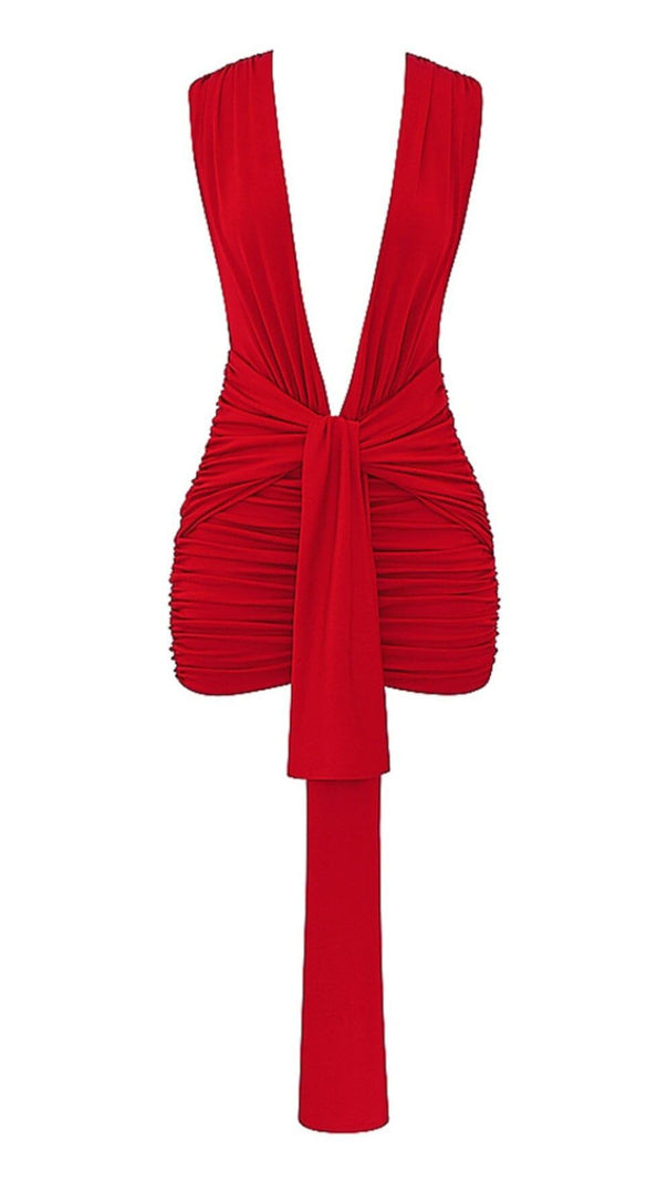AIIZIE CHERRY GATHERED MINI DRESS - product image