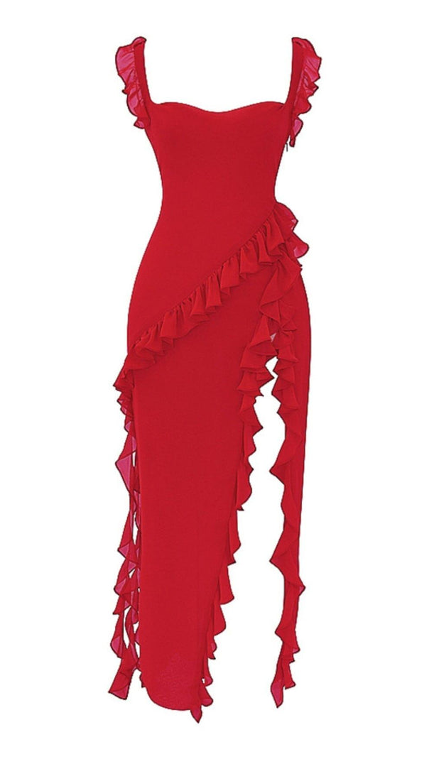 AIIZIE CHERRY RUFFLE MAXI DRESS - product image