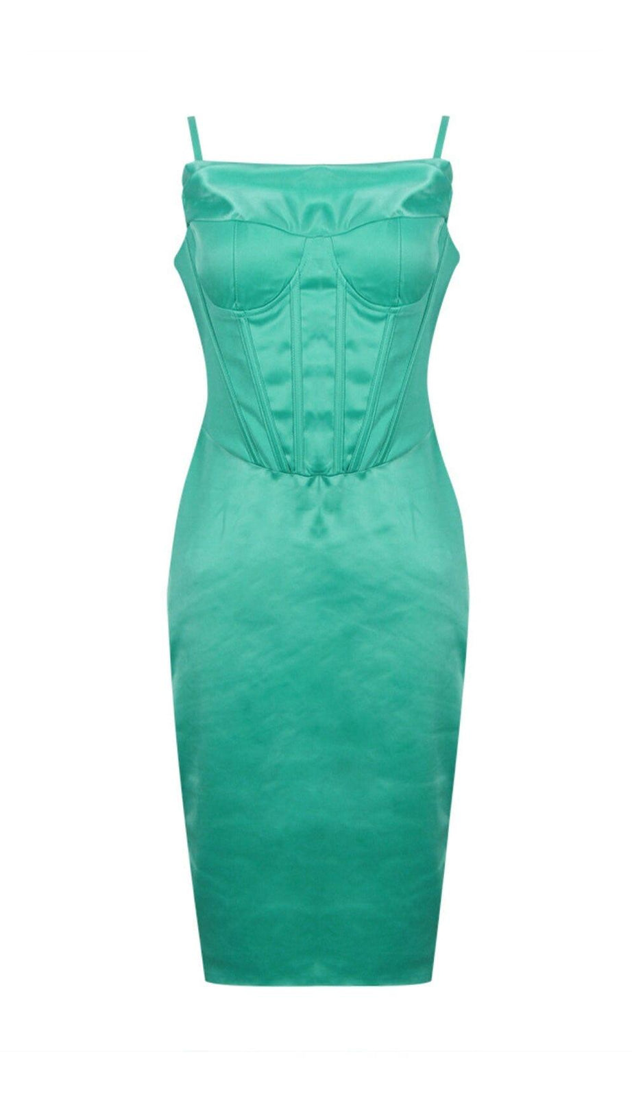 KORSETT-FIGUREN-MIDIKLEID AUS SATIN