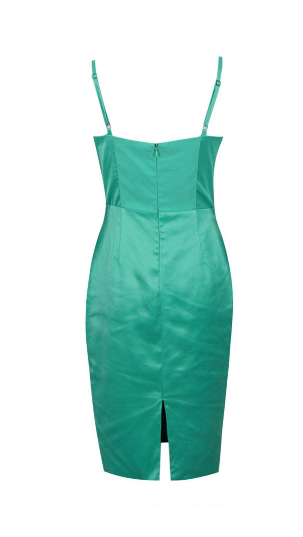 AIIZIE CORSET BODYCON SATIN MIDI DRESS - product image