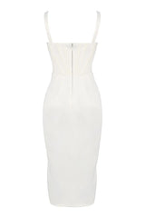 SATIN CORSET MIDI DRESS IN WHITE