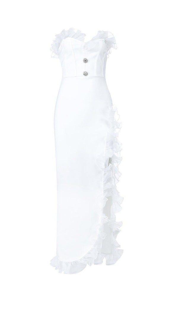 AIIZIE STRAPLESS CELEBRITY SPLIT DRESS IN WHITE - product image
