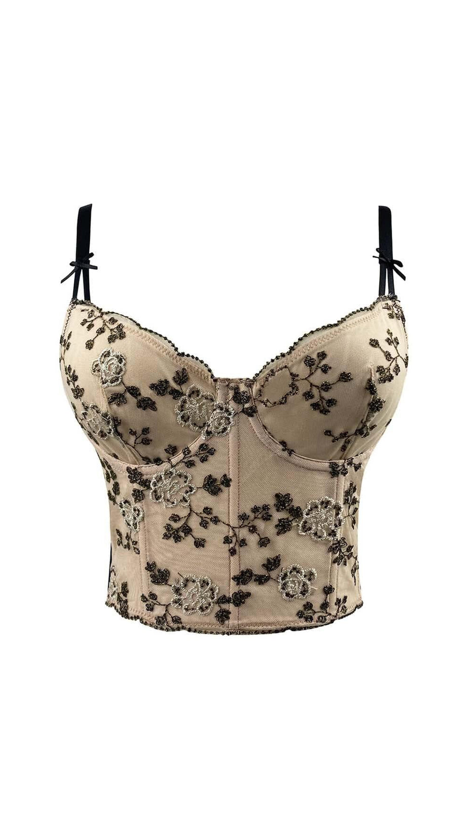 CORSET FLORAL CROPPED TOP IN GRAY