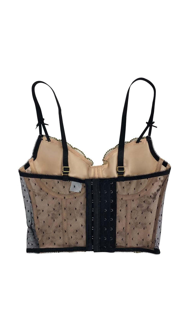AIIZIE CORSET FLORAL CROPPED TOP IN GRAY - product image