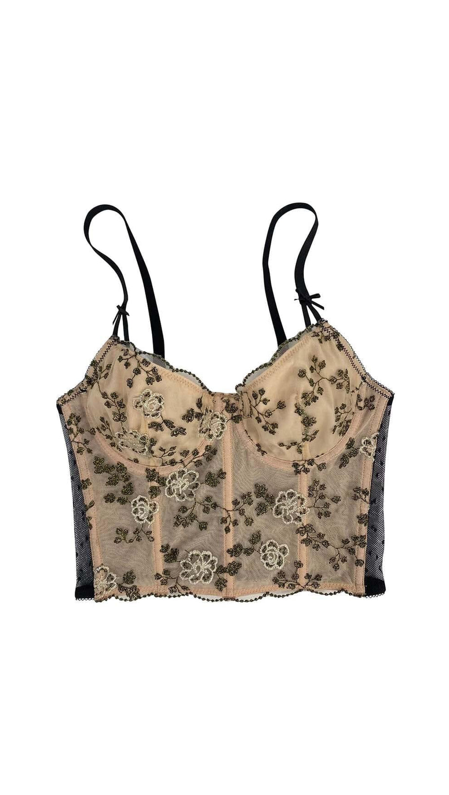 KORSETT-BLUMEN-KURZES TOP IN GRAU