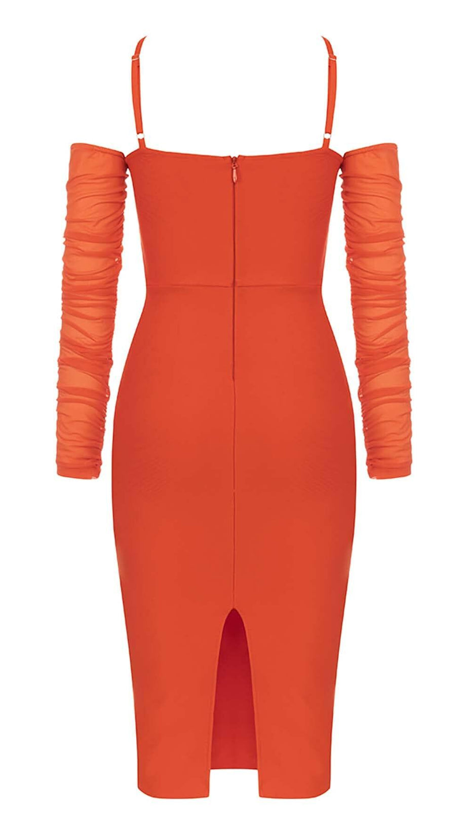 KORSETT-MIDIKLEID MIT RÜSCHEN IN ROT