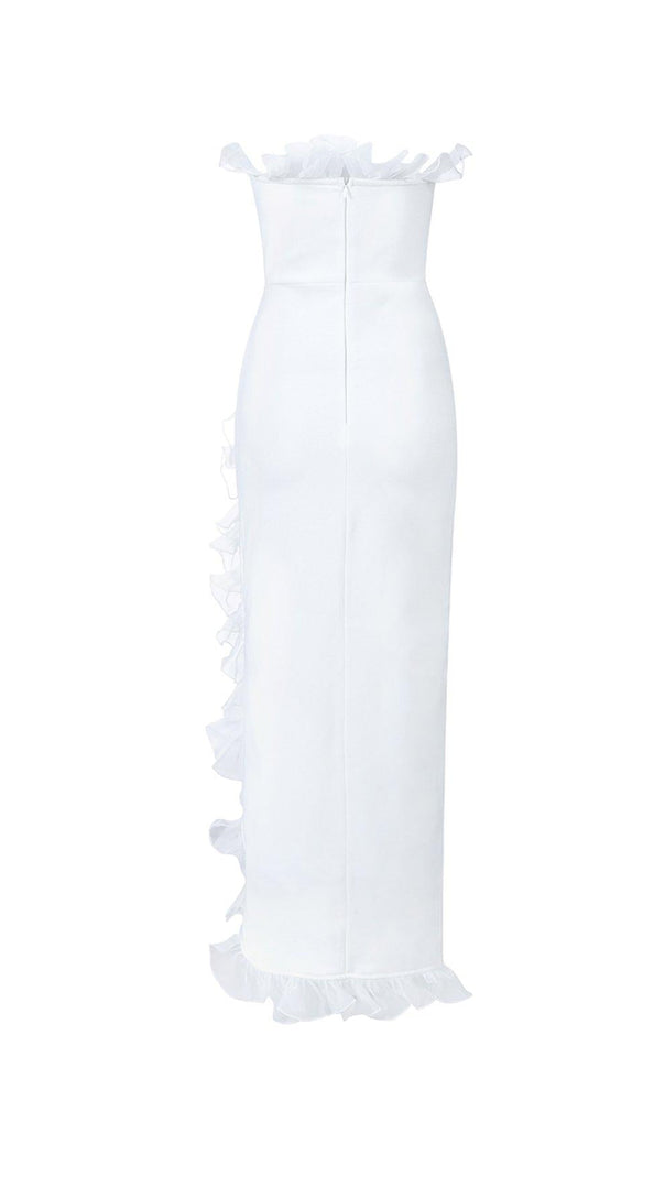 AIIZIE STRAPLESS CELEBRITY SPLIT DRESS IN WHITE - product image