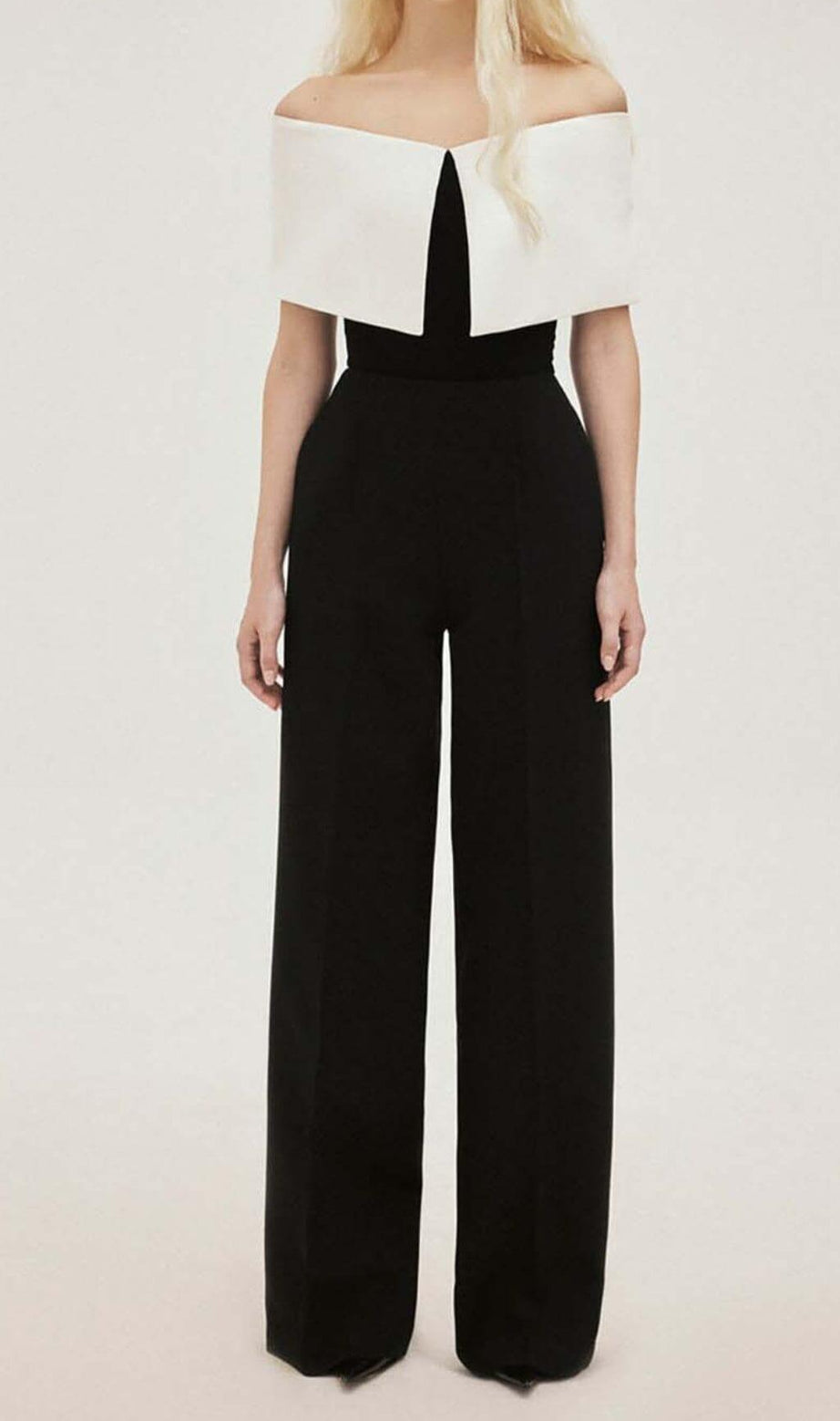 COTTON OFF-SHOULDER JUMPSUIT IN BLACK