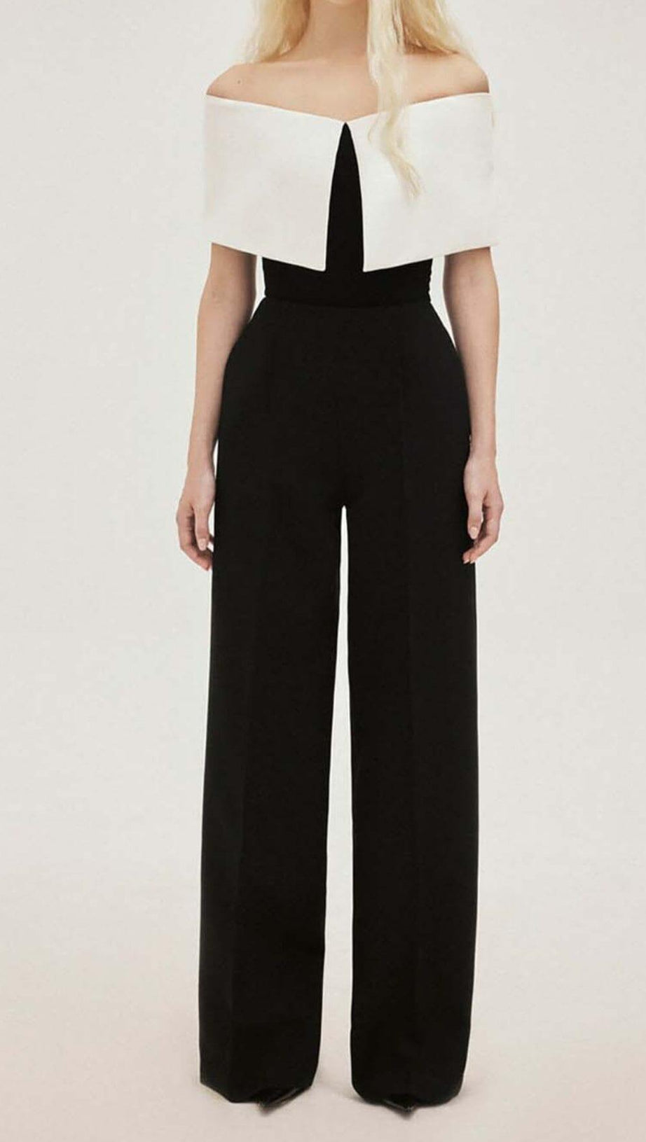 COTTON OFF-SHOULDER JUMPSUIT IN BLACK