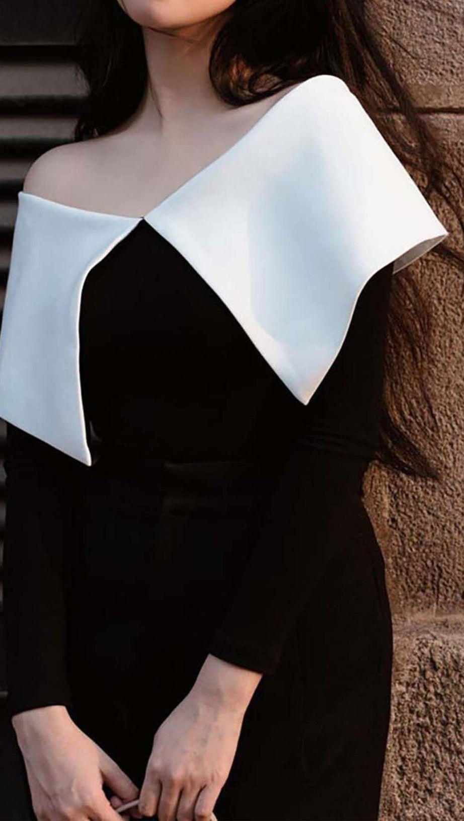 COTTON OFF-SHOULDER JUMPSUIT IN BLACK