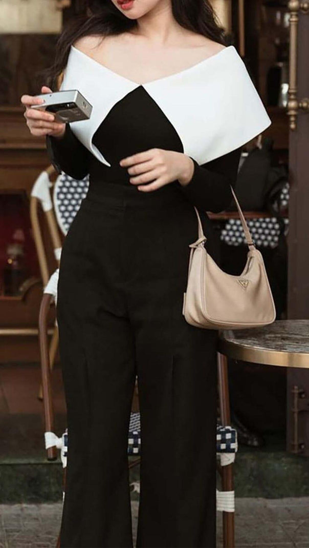 AIIZIE COTTON OFF-SHOULDER JUMPSUIT IN BLACK - product image