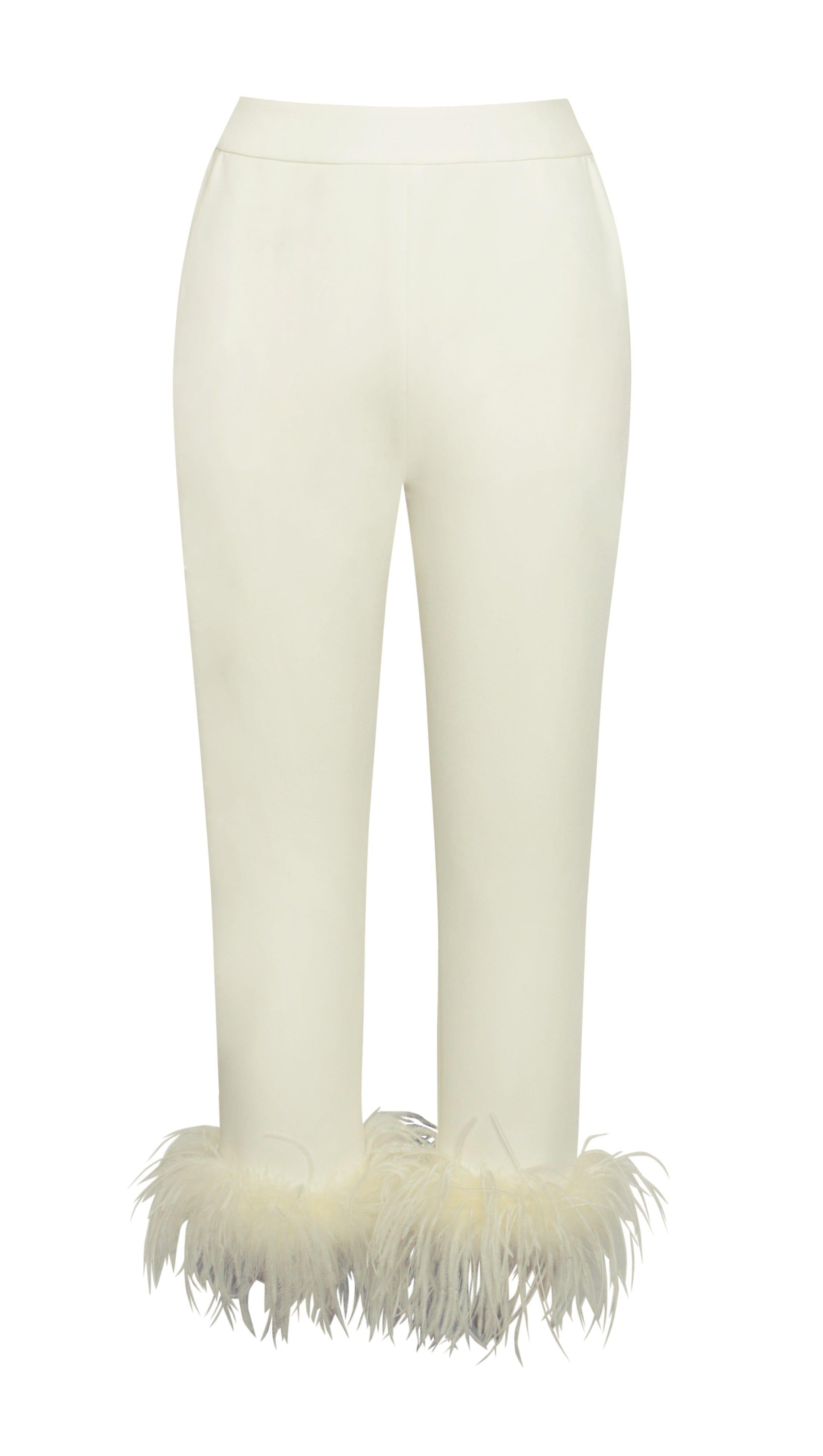 ABITO BLAZER BIANCO CREMA CON BORDI IN PIUME