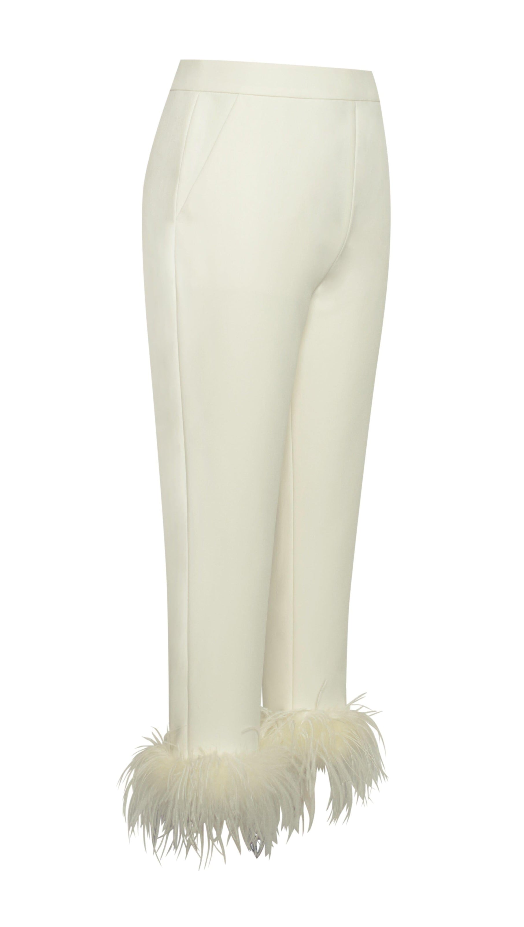 AIIZIE CREAM WHITE BLAZER SUIT WITH FEATHER TRIM - product image