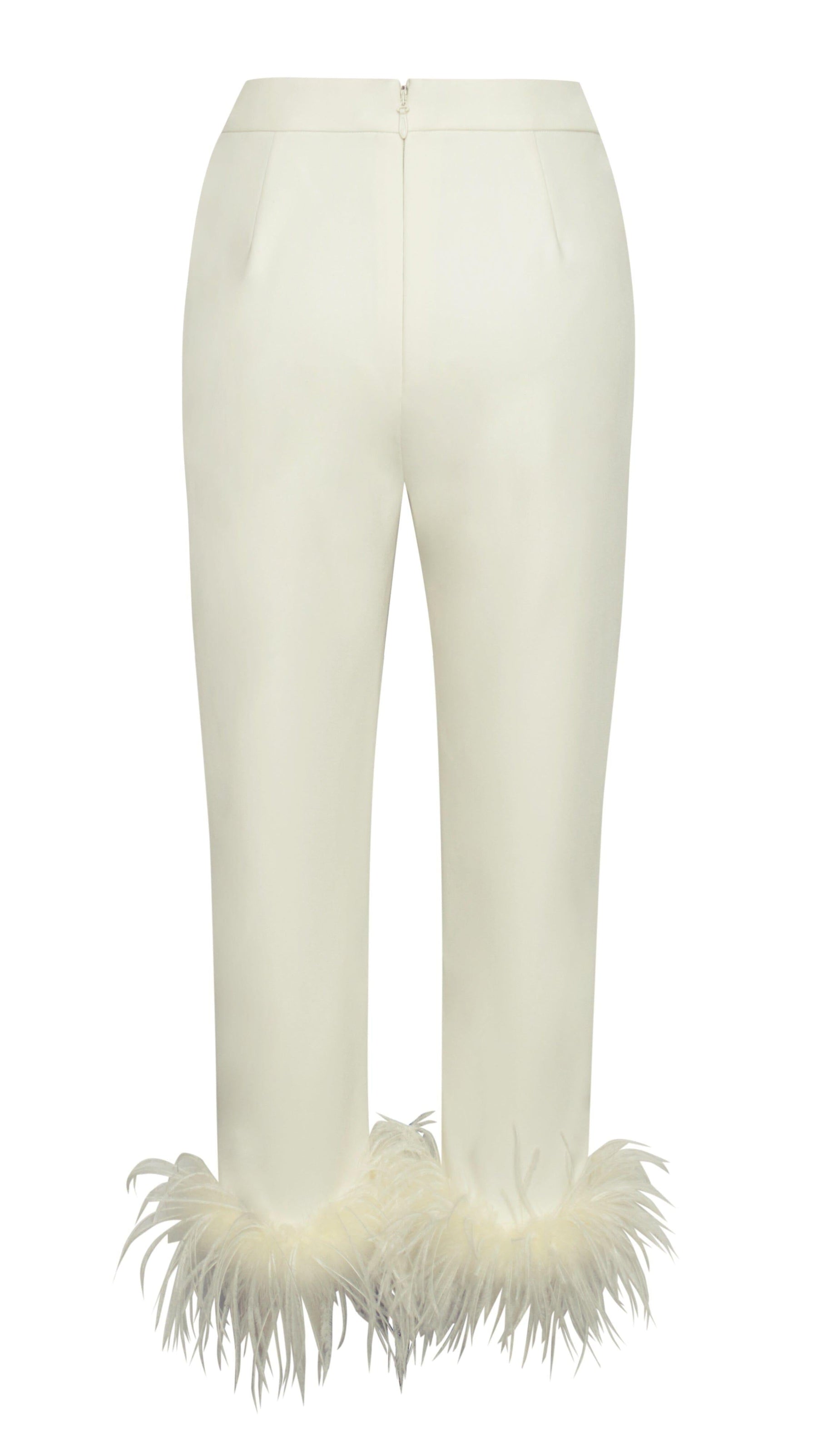 AIIZIE CREAM WHITE BLAZER SUIT WITH FEATHER TRIM - product image