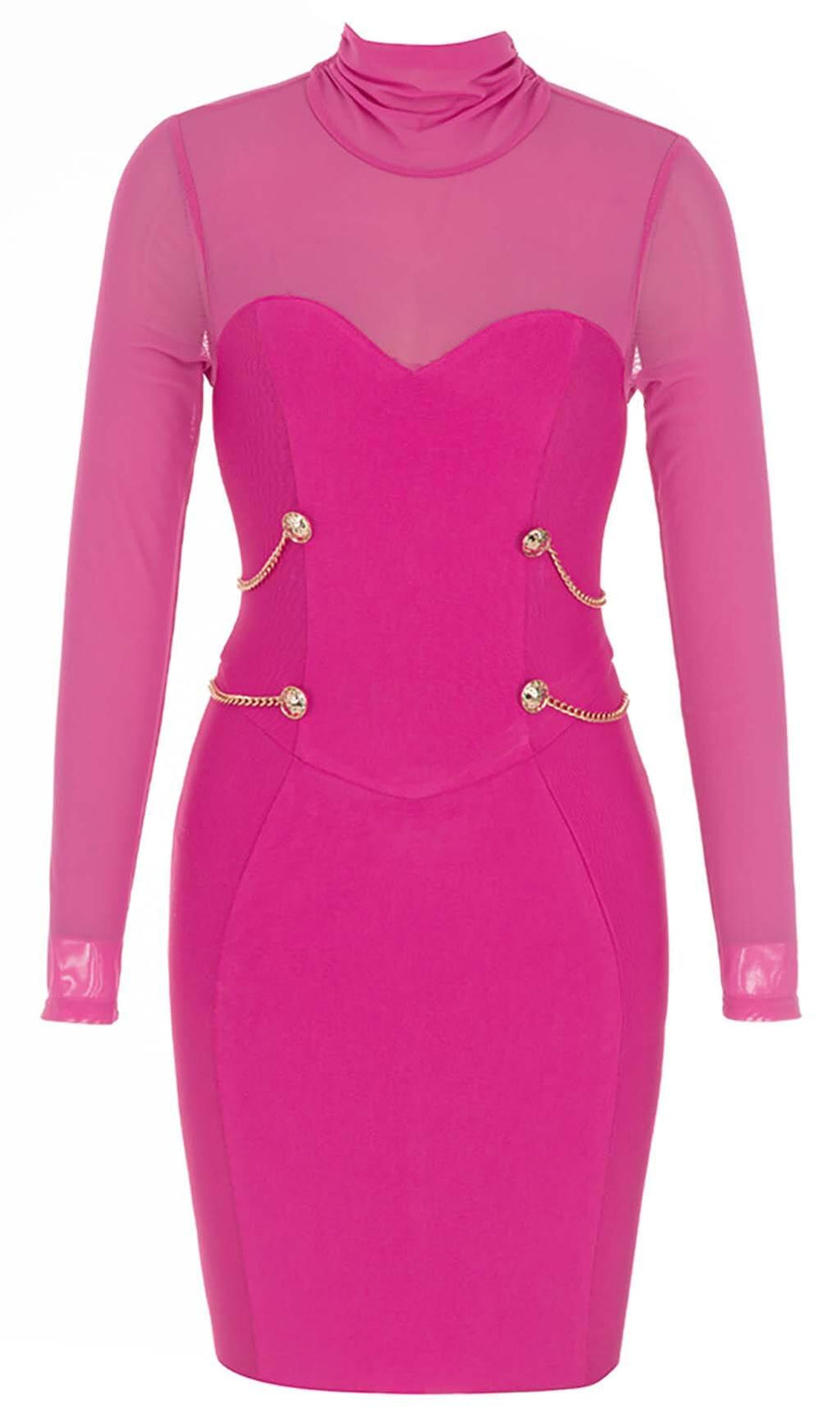 CREW NECK BODYCON BANDAGE MINI DRESS IN WINE
