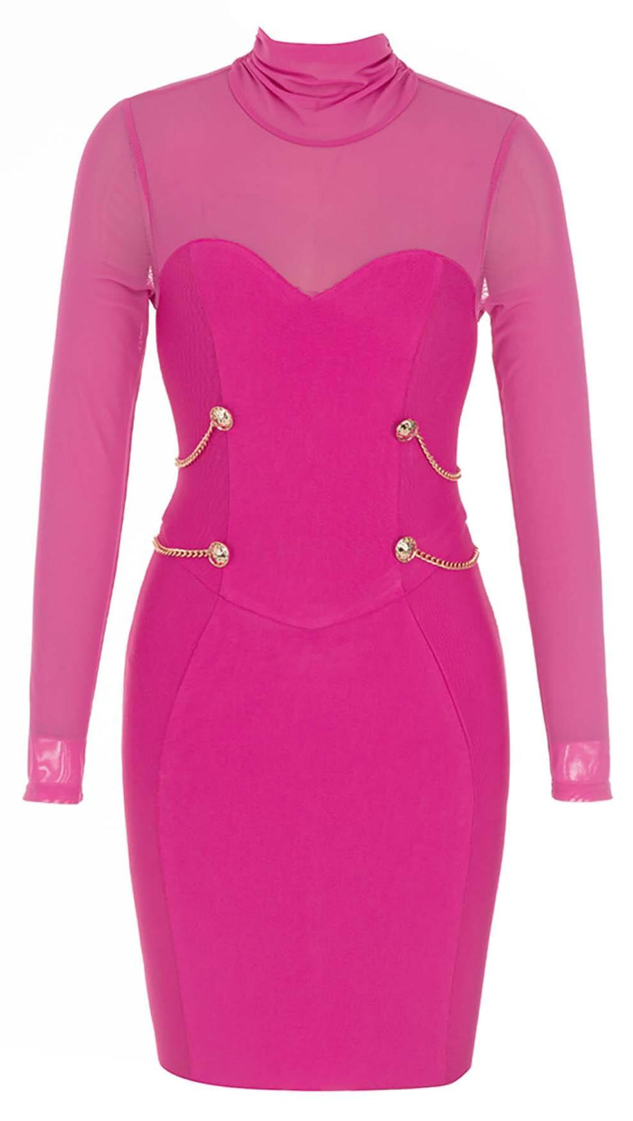 CREW NECK BODYCON BANDAGE MINI DRESS IN WINE