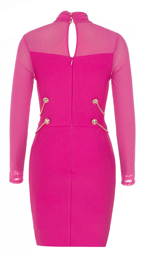 AIIZIE CREW NECK BODYCON BANDAGE MINI DRESS IN WINE - product image