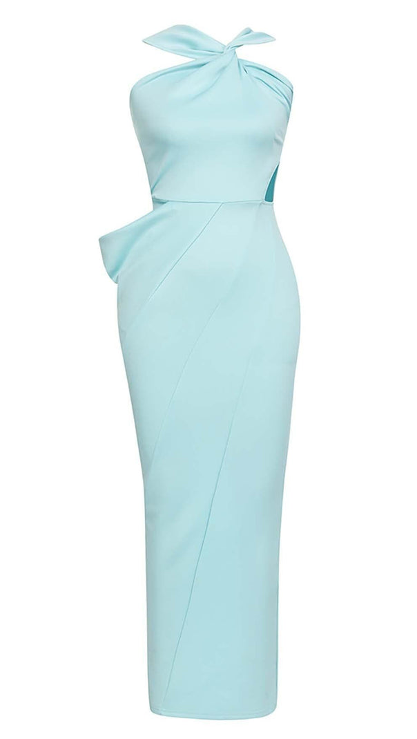 AIIZIE CRISS CROSS NECKLINE SATIN MIDI DRESS IN MINT - product image