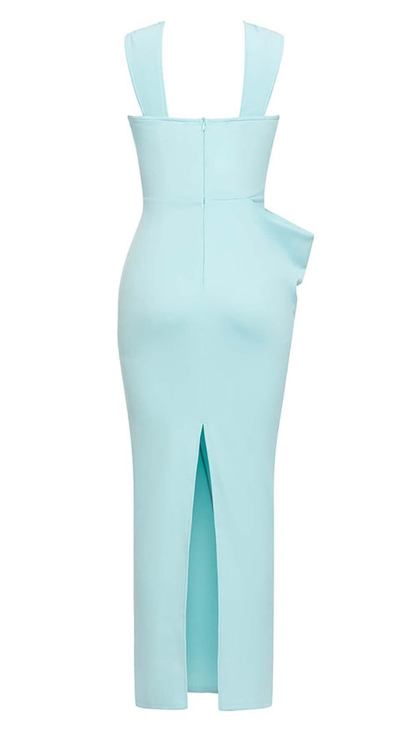 AIIZIE CRISS CROSS NECKLINE SATIN MIDI DRESS IN MINT - product image