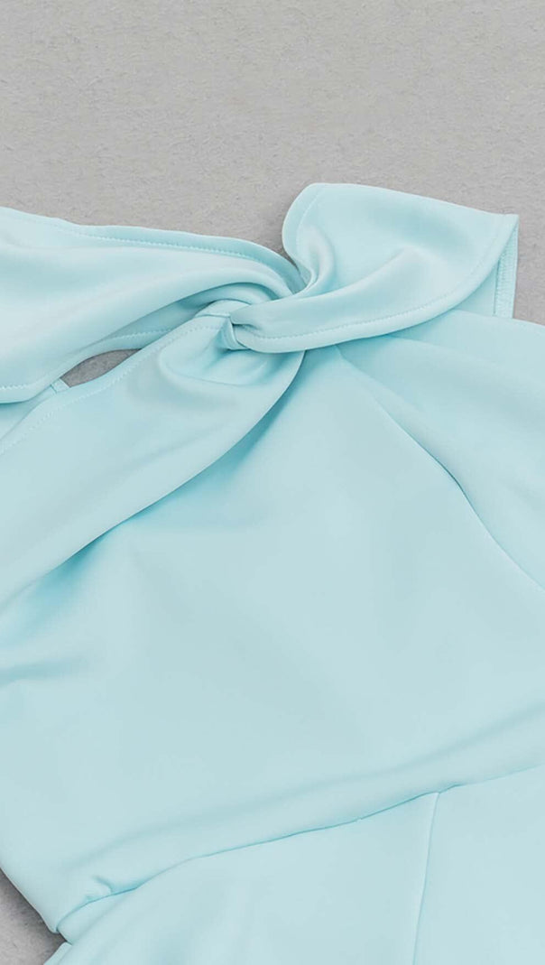 AIIZIE CRISS CROSS NECKLINE SATIN MIDI DRESS IN MINT - product image