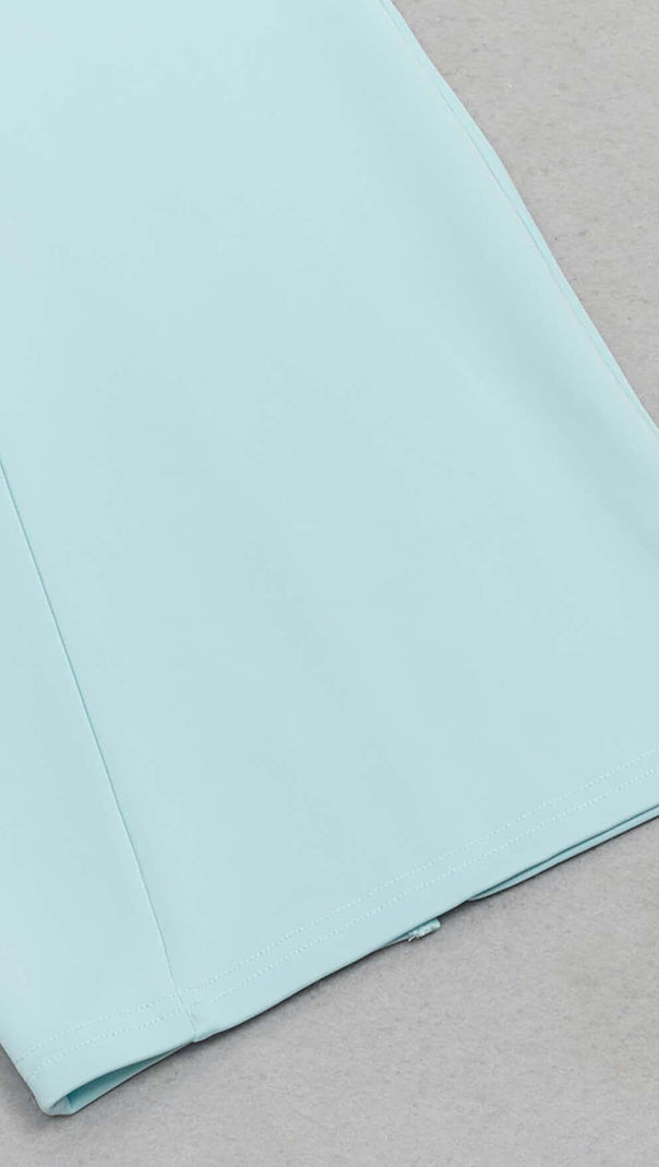AIIZIE CRISS CROSS NECKLINE SATIN MIDI DRESS IN MINT - product image